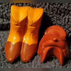 Vintage Western Boots and Saddle  Sri Lanka Salt & Pepper Shakers